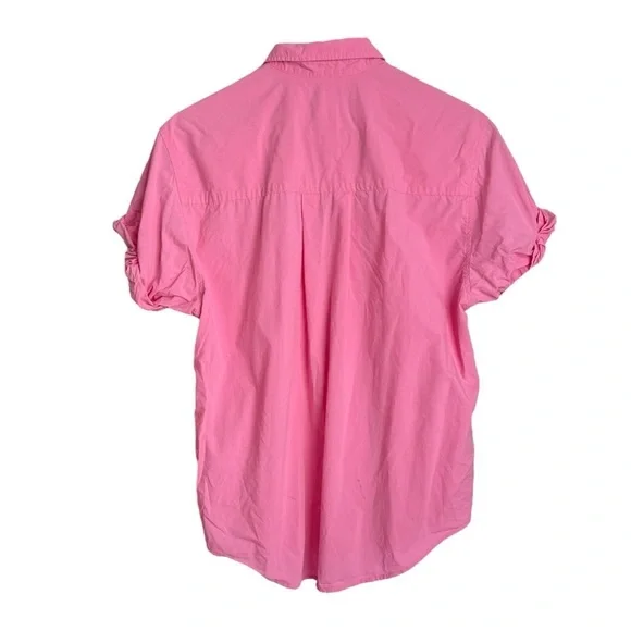 Rails JoJo Hot Pink Oversized Button Down Blouse Women’s XS Cuffed Short Sleeve - Picture 4 of 12